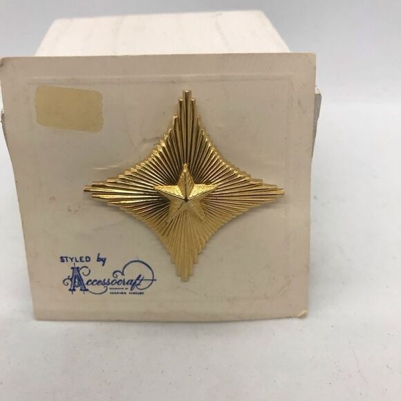 Accessocraft Gold Star Brooch Vintage 60s - Picture 6 of 6